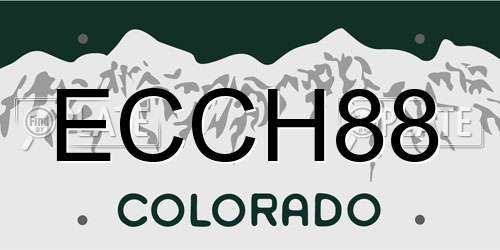 ECCH88 Colorado License Plate
