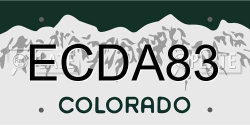 ECDA83 Colorado License Plate