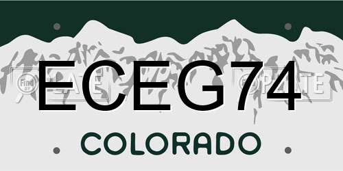 ECEG74 Colorado License Plate