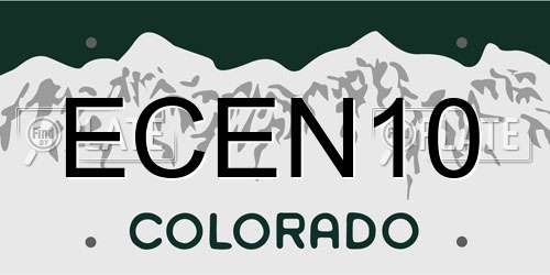 ECEN10 Colorado License Plate