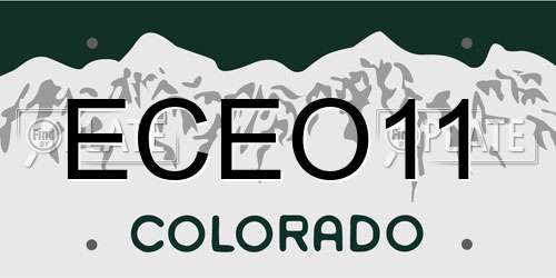 ECEO11 Colorado License Plate