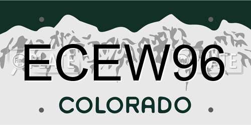 ECEW96 Colorado License Plate