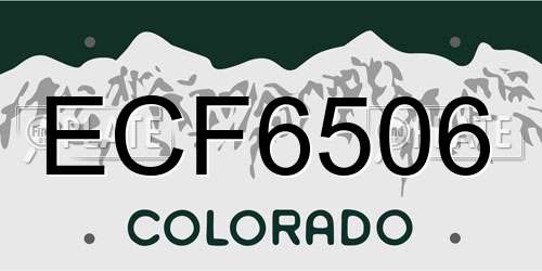 ECF6506 Colorado License Plate