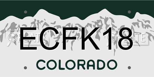 ECFK18 Colorado License Plate