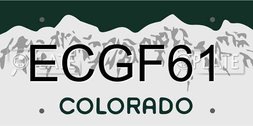 ECGF61 Colorado License Plate