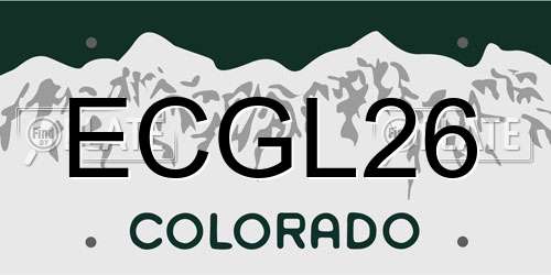 ECGL26 Colorado License Plate