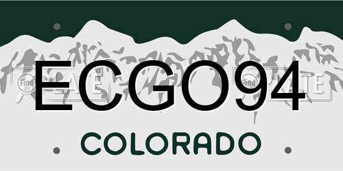 ECGO94 Colorado License Plate