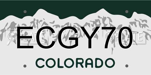 ECGY70 Colorado License Plate