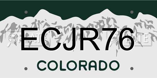ECJR76 Colorado License Plate