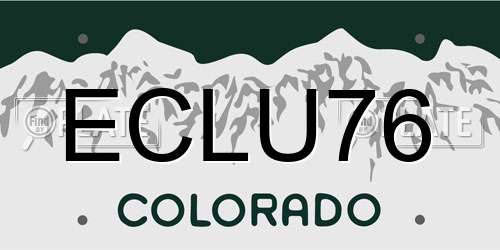 ECLU76 Colorado License Plate