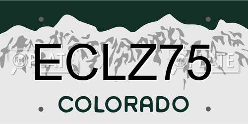 ECLZ75 Colorado License Plate