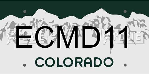 ECMD11 Colorado License Plate