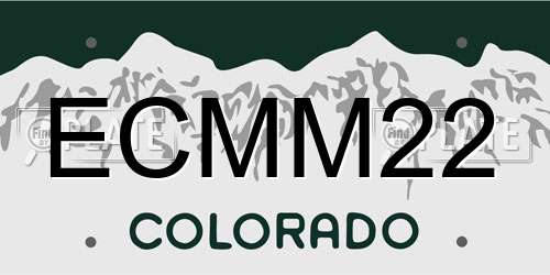 ECMM22 Colorado License Plate