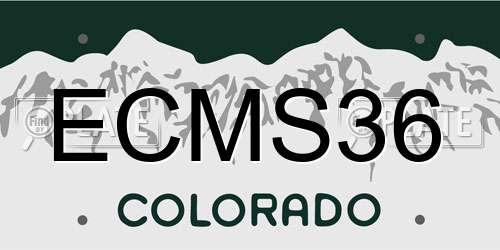 ECMS36 Colorado License Plate