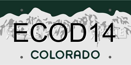 ECOD14 Colorado License Plate