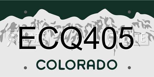 ECQ405 Colorado License Plate
