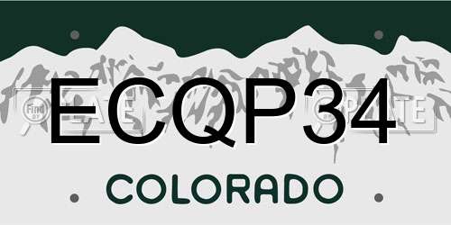 ECQP34 Colorado License Plate
