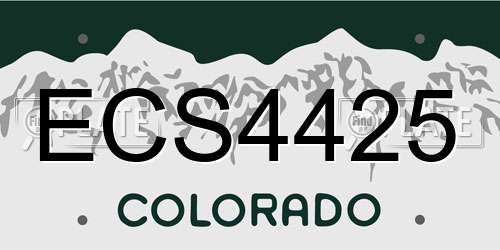 ECS4425 Colorado License Plate