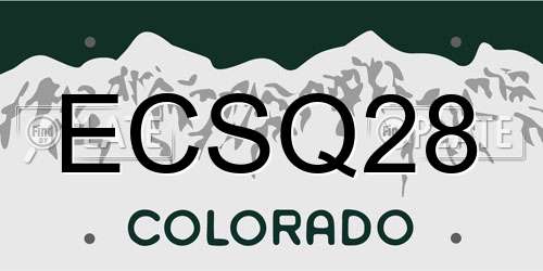 ECSQ28 Colorado License Plate