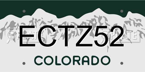 ECTZ52 Colorado License Plate