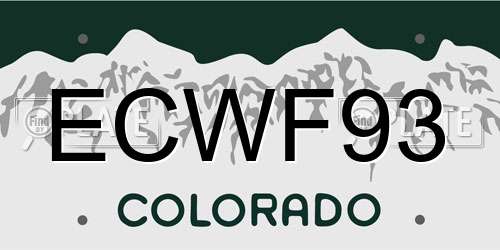 ECWF93 Colorado License Plate