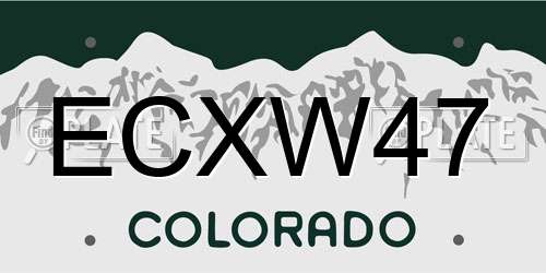 ECXW47 Colorado License Plate