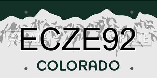ECZE92 Colorado License Plate