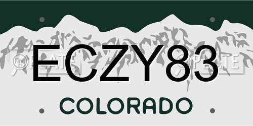 ECZY83 Colorado License Plate