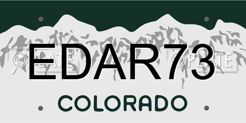 EDAR73 Colorado License Plate