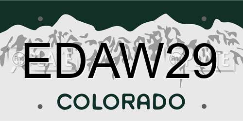 EDAW29 Colorado License Plate