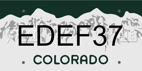 EDEF37 Colorado License Plate
