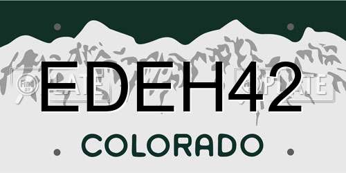 EDEH42 Colorado License Plate