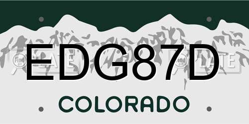 EDG87D Colorado License Plate