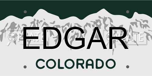 EDGAR Colorado License Plate