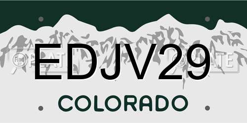 EDJV29 Colorado License Plate