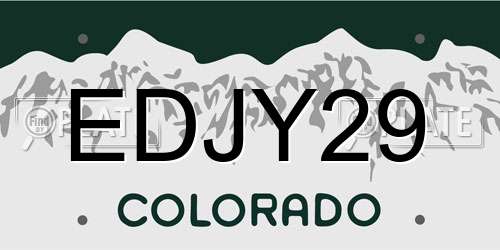 EDJY29 Colorado License Plate