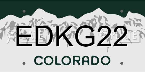 EDKG22 Colorado License Plate
