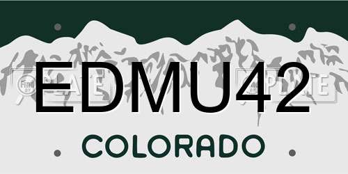 EDMU42 Colorado License Plate