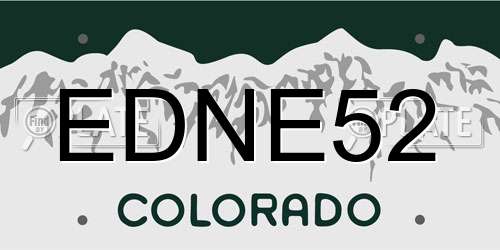 EDNE52 Colorado License Plate