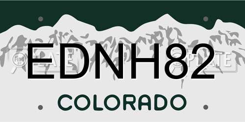 EDNH82 Colorado License Plate