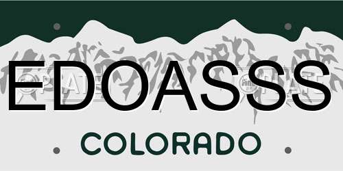 EDOASSS Colorado License Plate