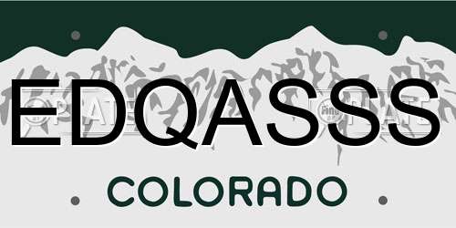 EDQASSS Colorado License Plate
