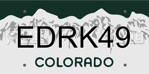 EDRK49 Colorado License Plate