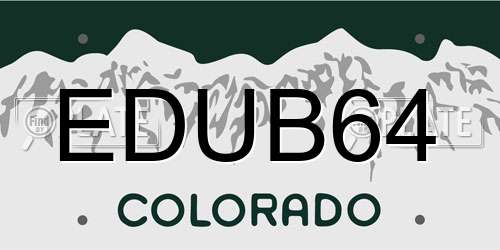 EDUB64 Colorado License Plate