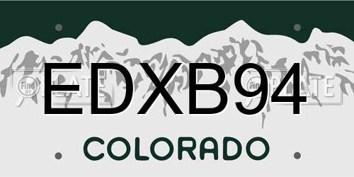 EDXB94 Colorado License Plate