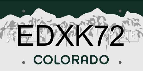 EDXK72 Colorado License Plate