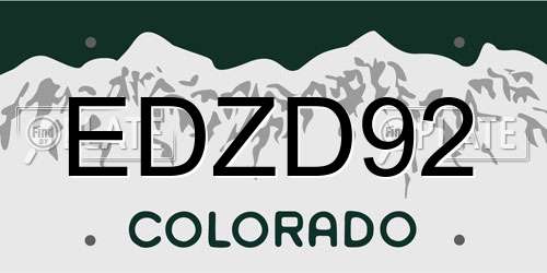 EDZD92 Colorado License Plate