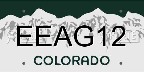 EEAG12 Colorado License Plate