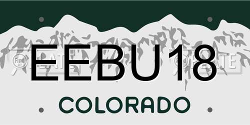 EEBU18 Colorado License Plate