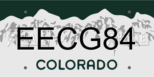 EECG84 Colorado License Plate